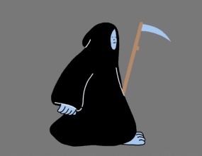 黑色恶魔手持镰刀行走flash动画